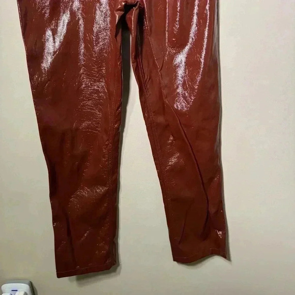 NWT Abercrombie Vegan  Patent Leather 90s Straight Pants Pink-Brown 26 - Picture 5 of 8